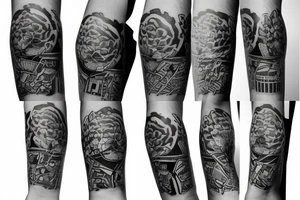 Trash polka sleeve tattoo idea