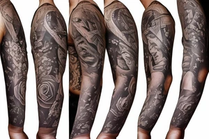 Trash polka sleeve tattoo idea