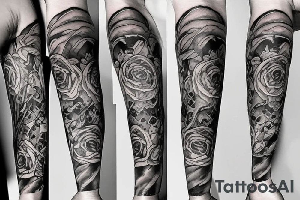 Trash polka sleeve tattoo idea