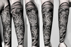 Trash polka sleeve tattoo idea