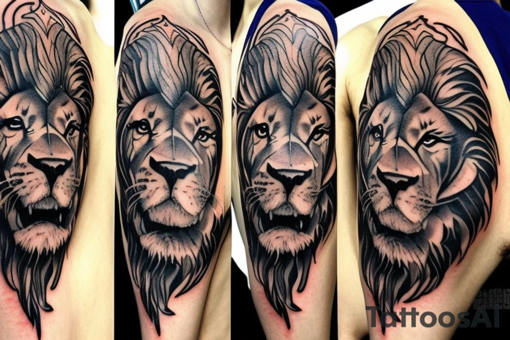 lion on shoulder tattoo idea