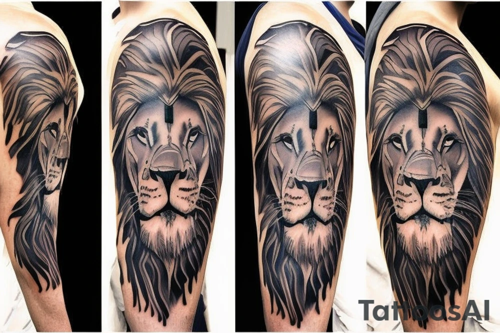 lion on shoulder tattoo idea