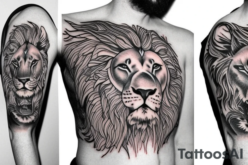 lion on shoulder tattoo idea