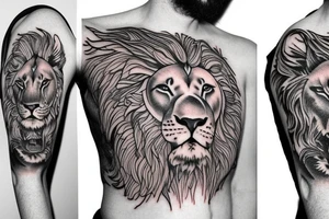 lion on shoulder tattoo idea