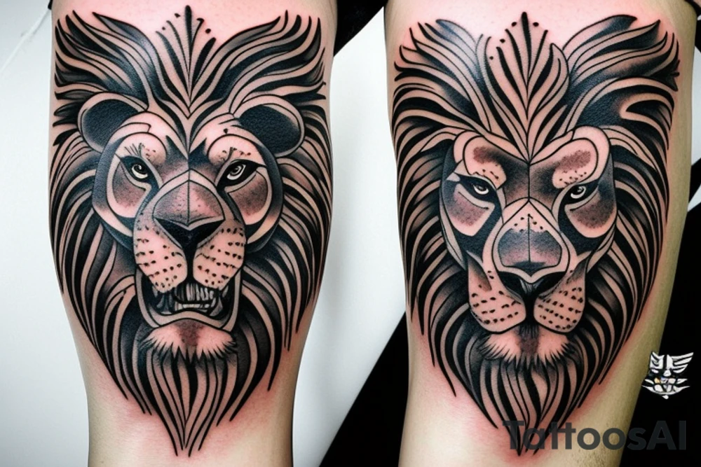 lion skull tattoo idea