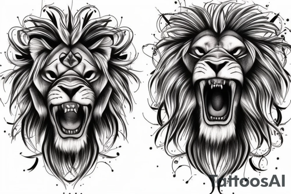 lion skull tattoo idea