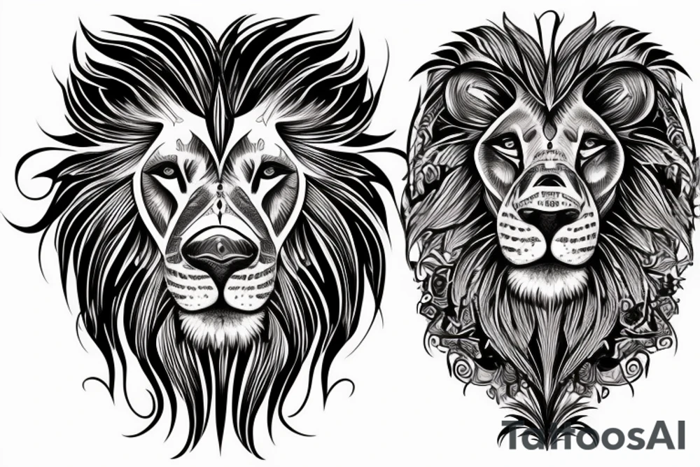 lion skull on the shoulder tattoo idea