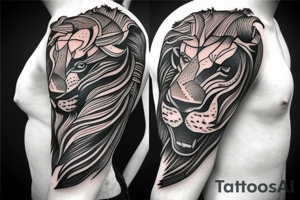 lion head, on the shoulder tattoo idea