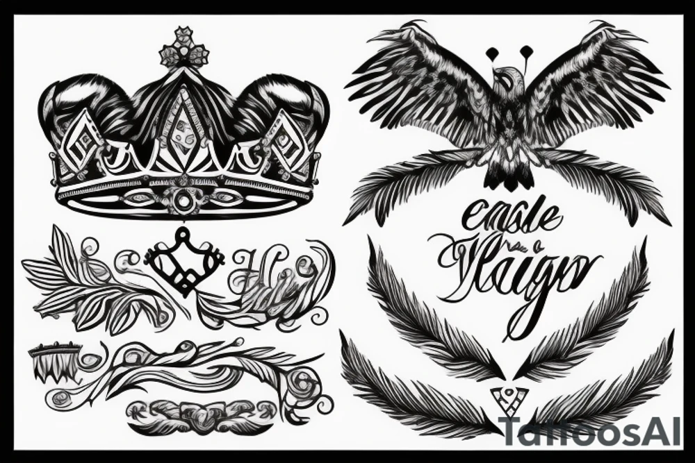 Eagle with a crown tattoo idea