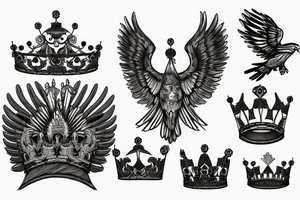 Eagle with a crown tattoo idea