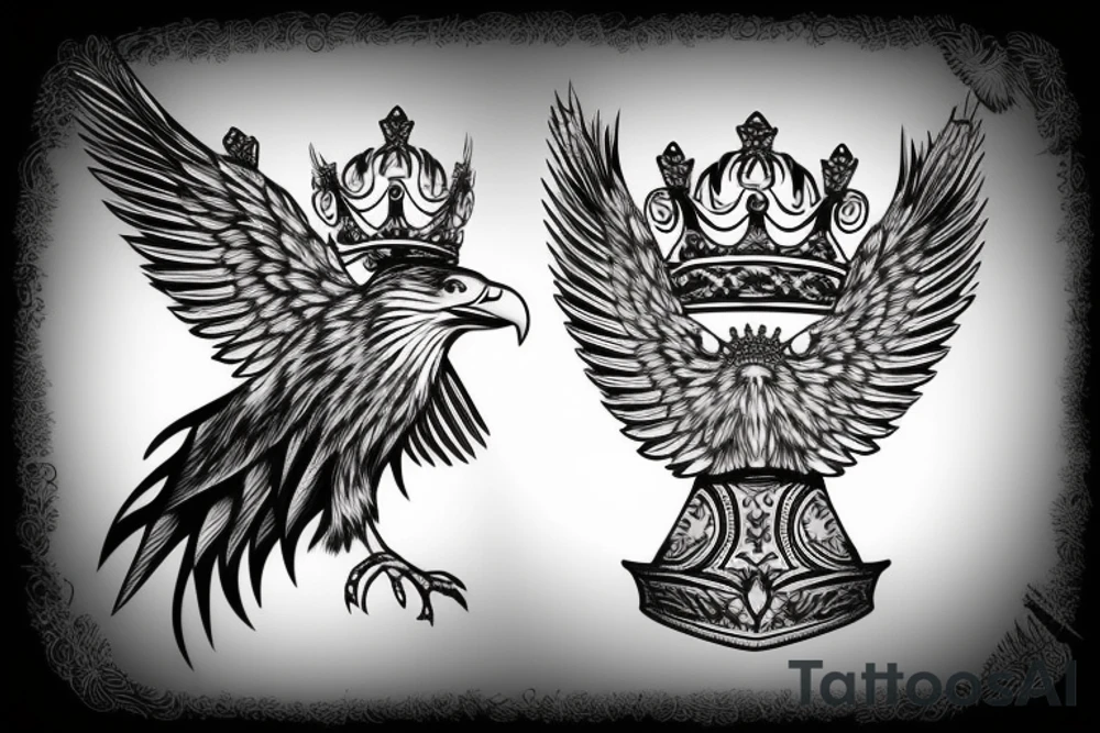Eagle with a crown tattoo idea