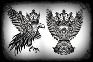 Eagle with a crown tattoo idea