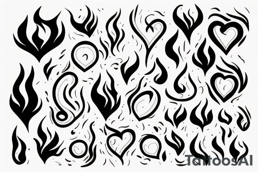 flame with heart tattoo idea