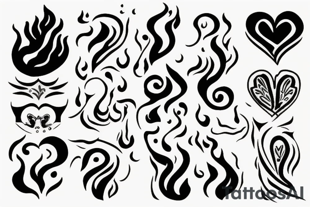 flame with heart tattoo idea
