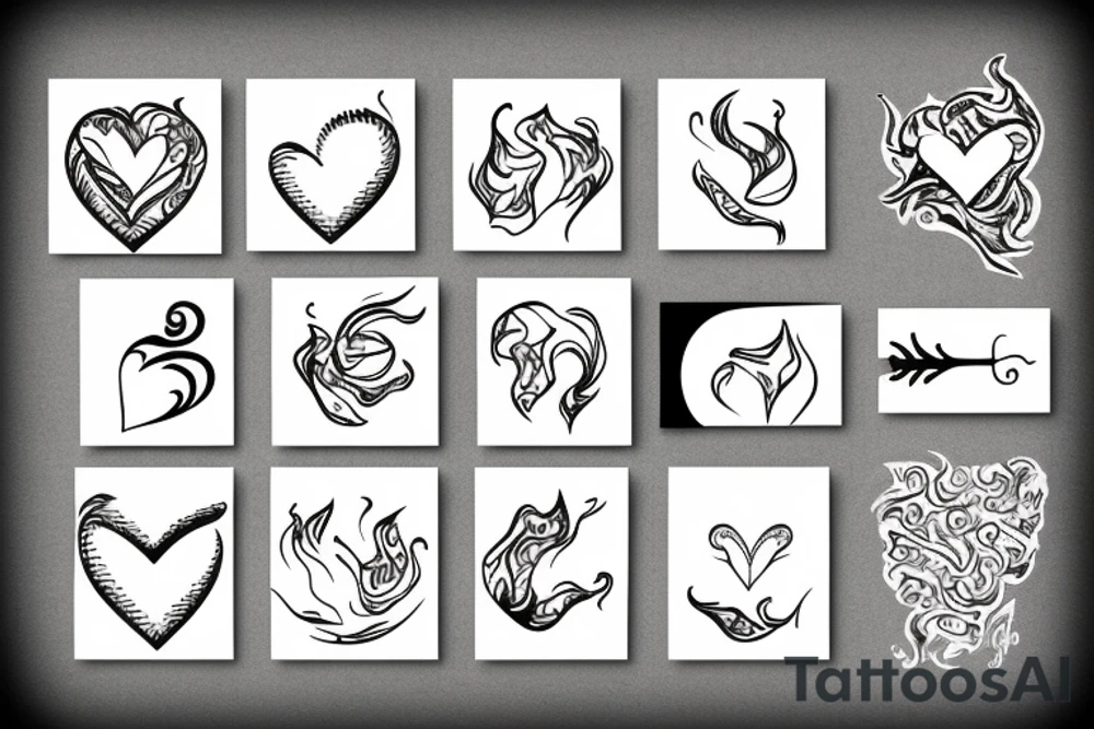flame with heart tattoo idea