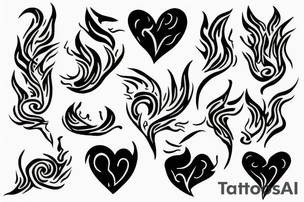 flame with heart tattoo idea