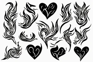 flame with heart tattoo idea