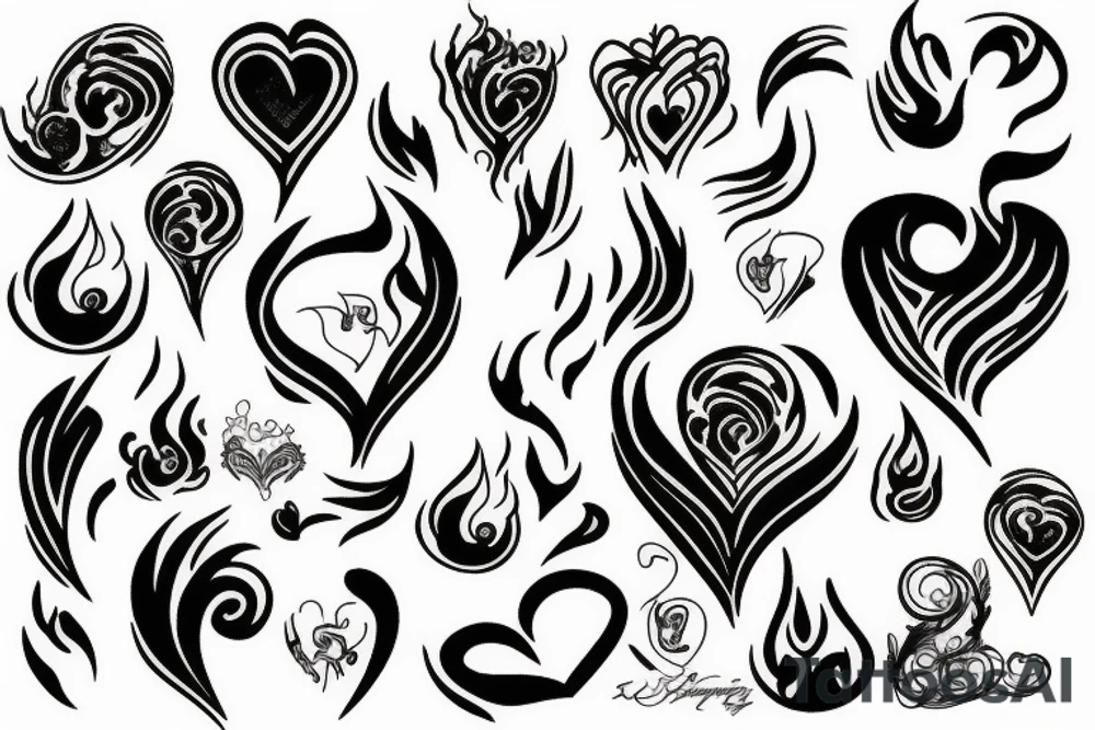 flame with heart tattoo idea