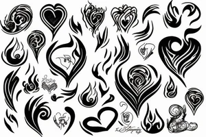 flame with heart tattoo idea