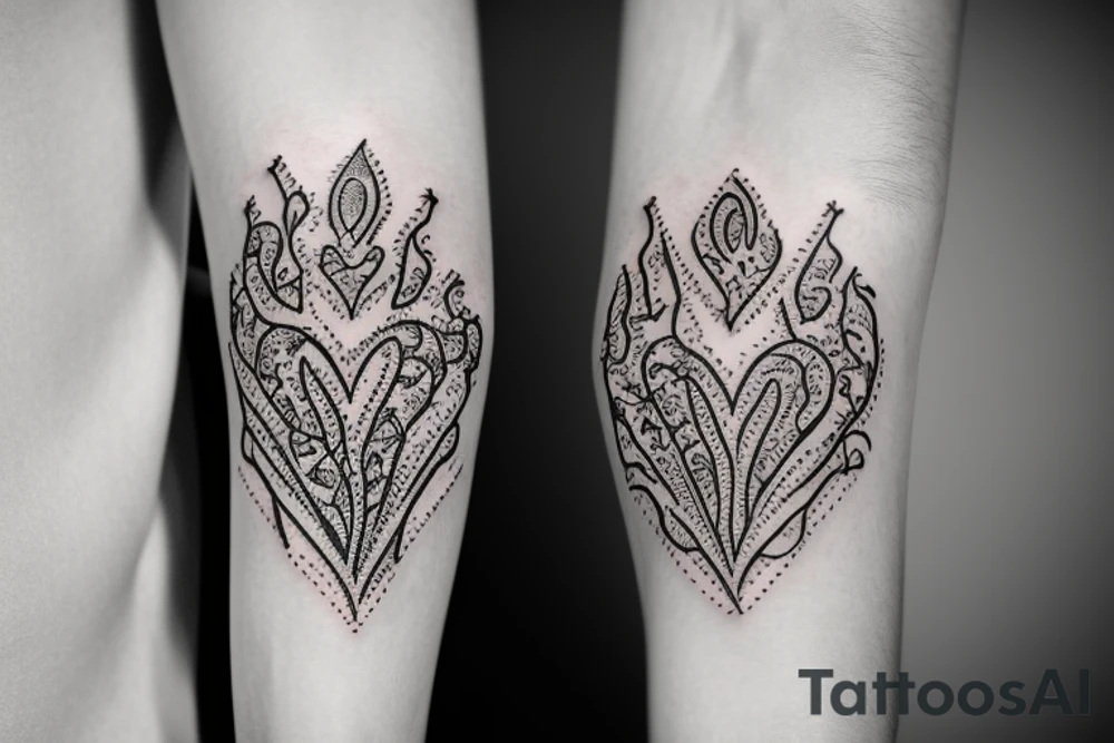 flame with heart tattoo idea