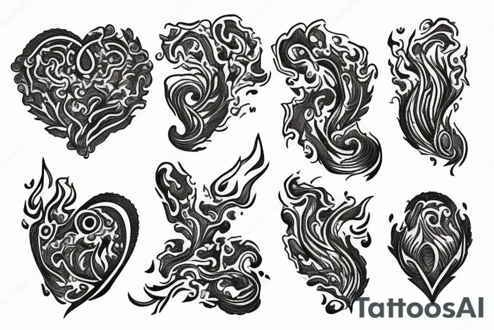 flame with heart tattoo idea