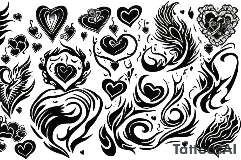 flame with heart tattoo idea