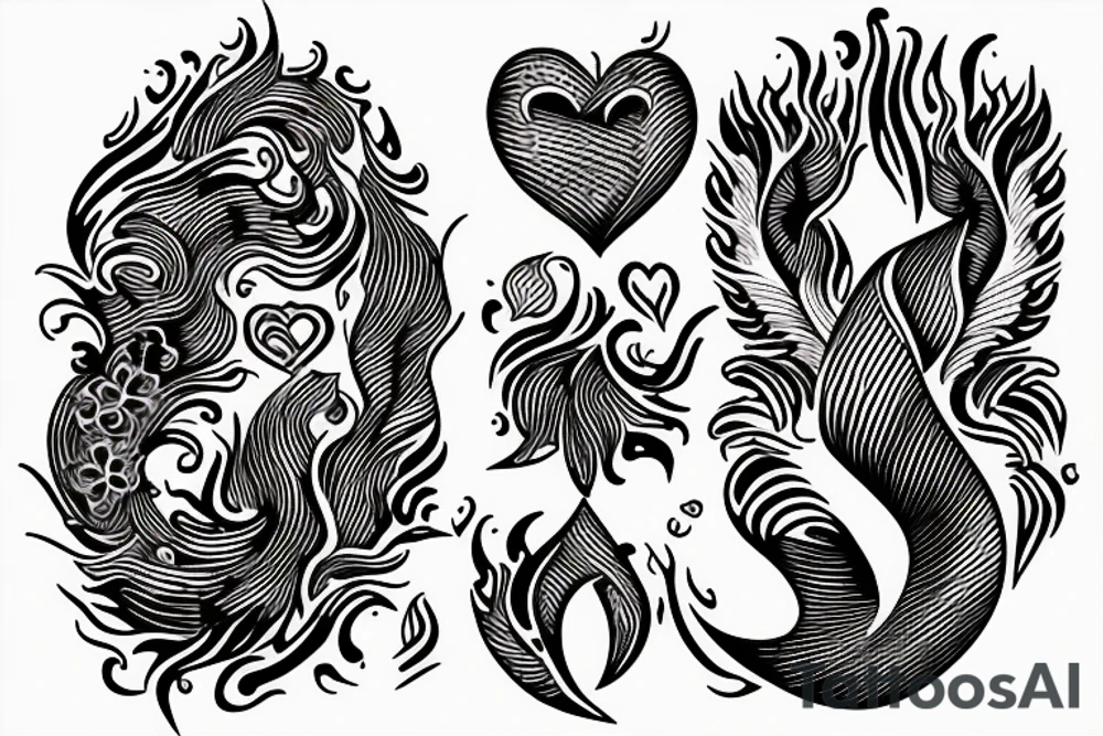 flame with heart tattoo idea