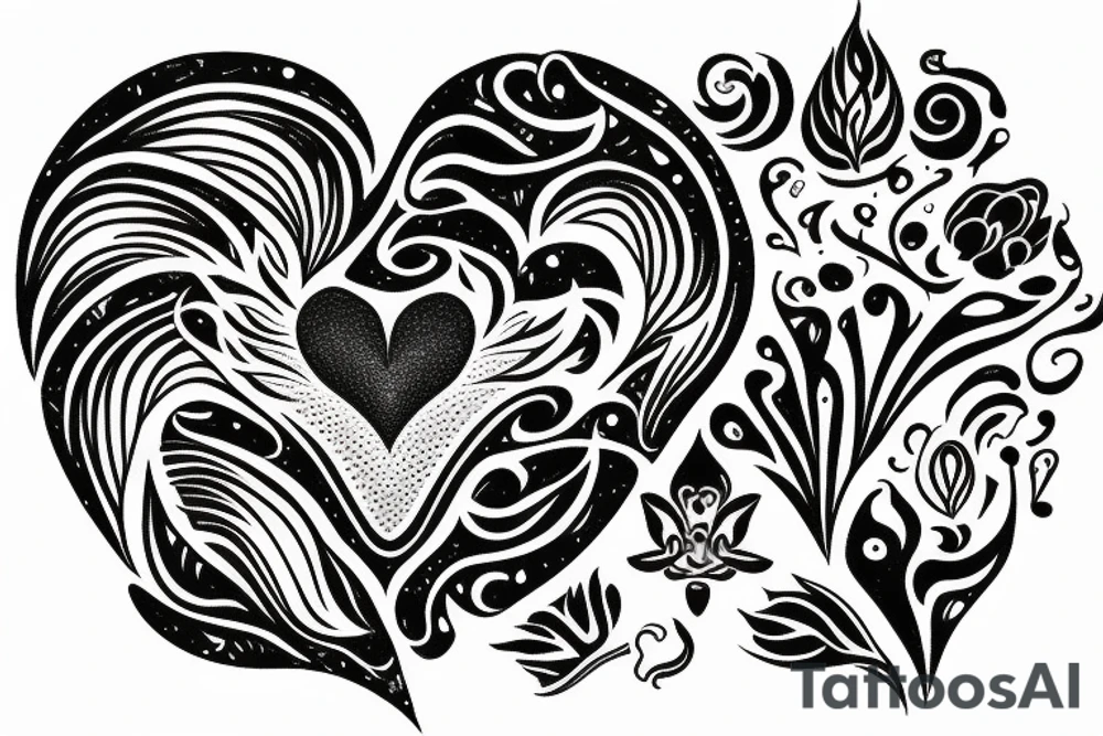 flame with heart tattoo idea