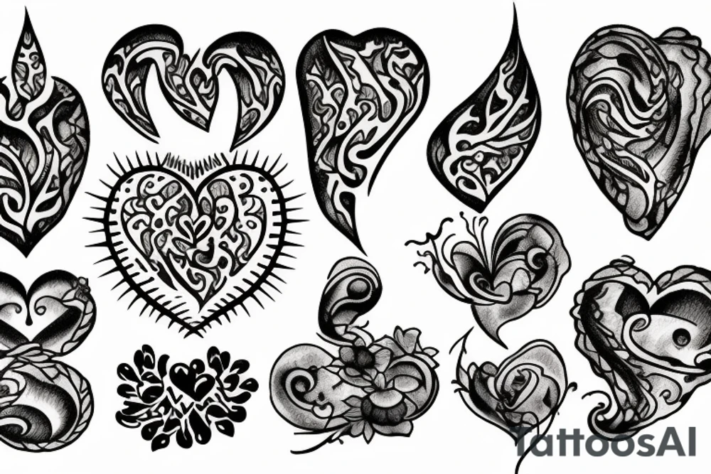 flame with heart tattoo idea