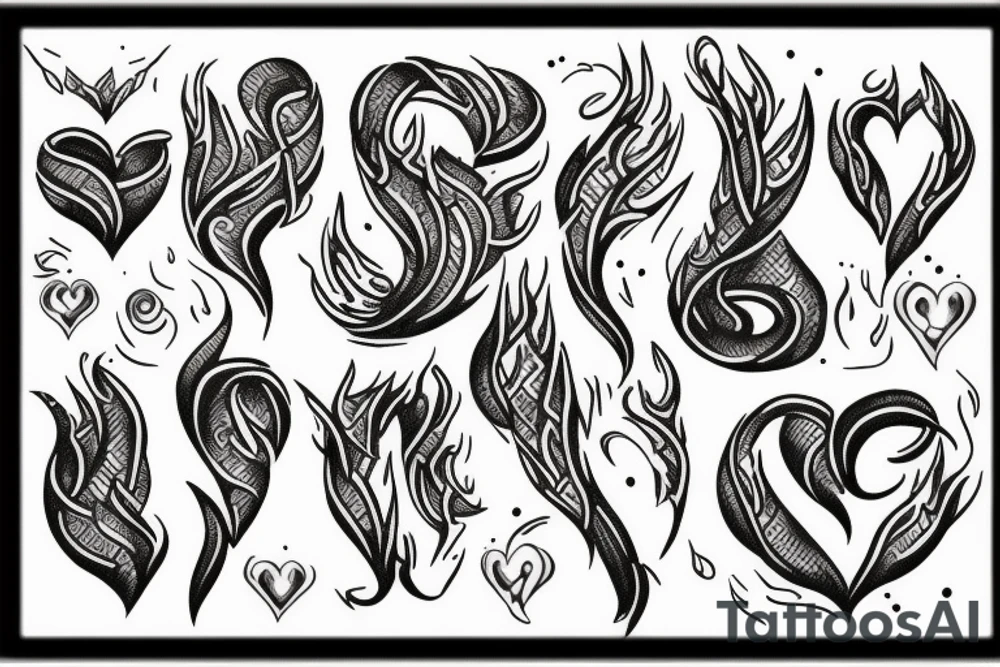 flame with heart tattoo idea