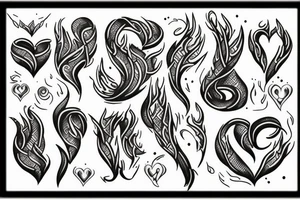 flame with heart tattoo idea