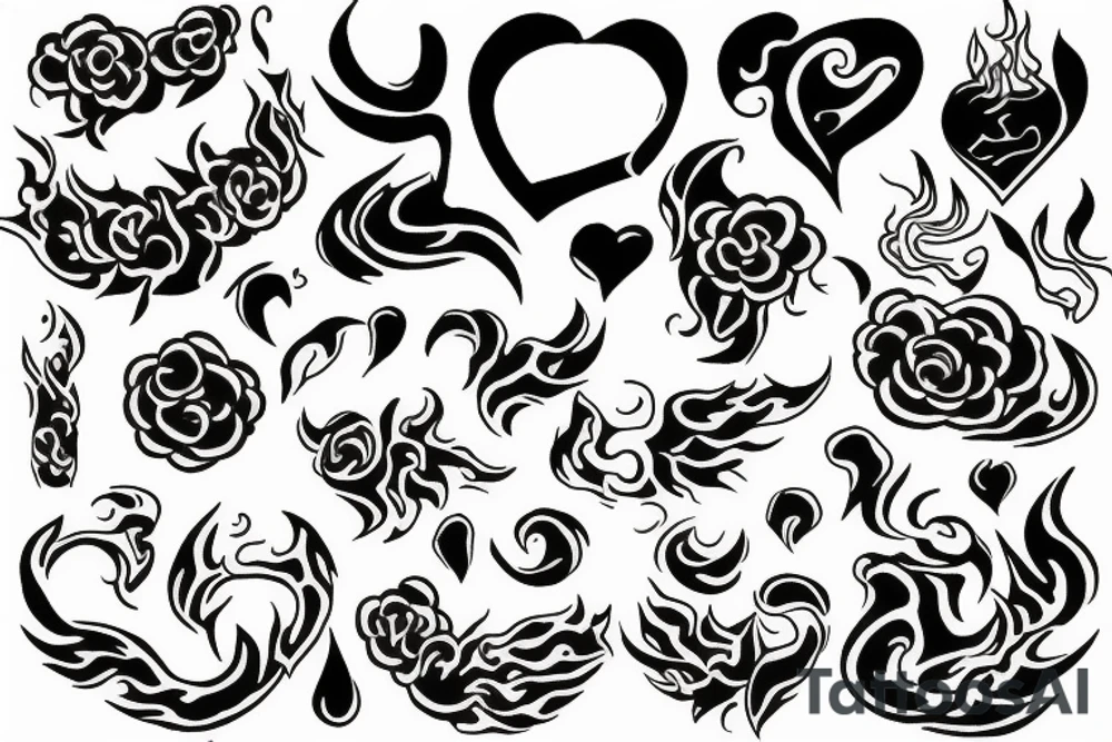 flame with heart tattoo idea