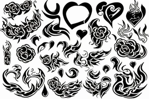 flame with heart tattoo idea