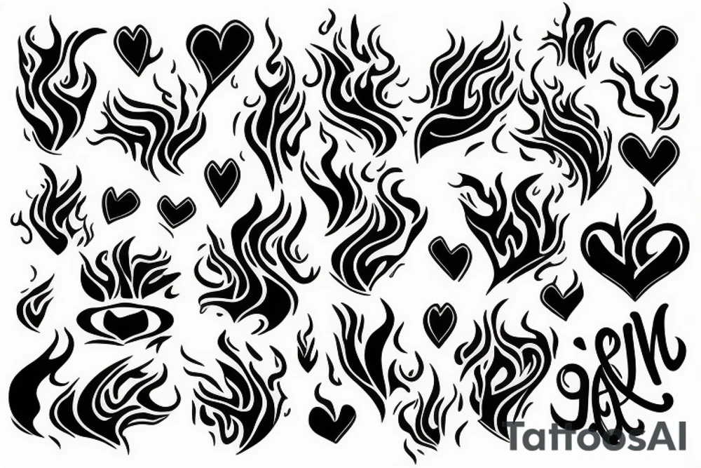 flame with heart tattoo idea