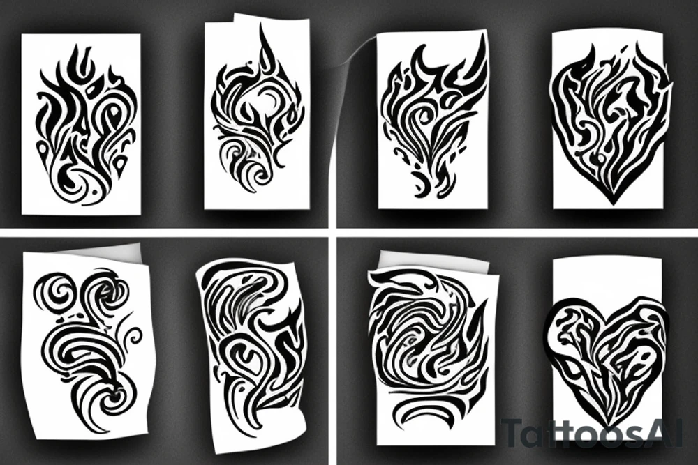 flame with heart tattoo idea