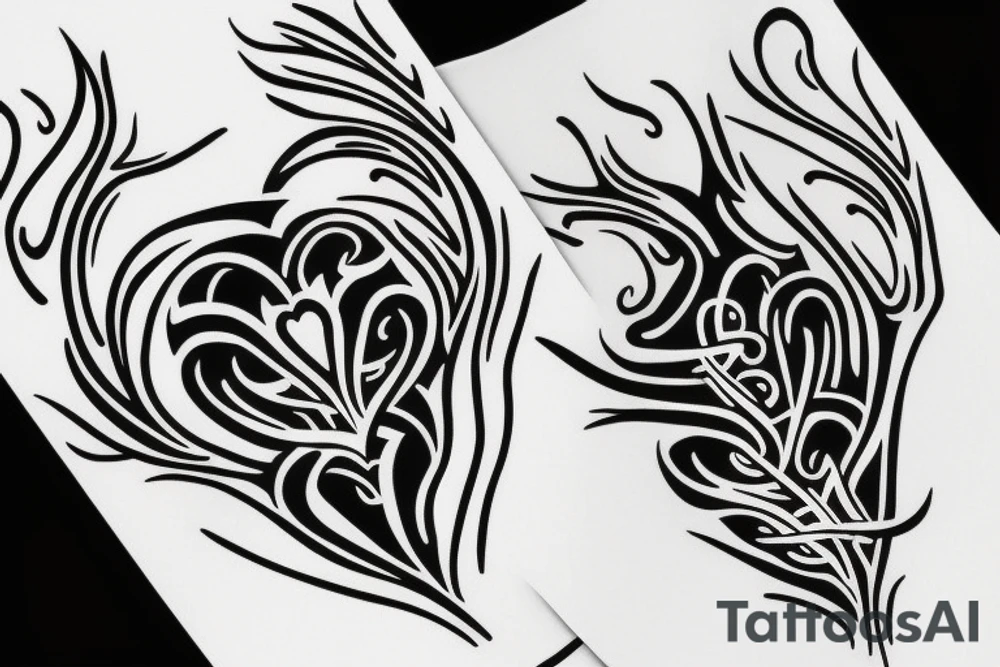 flame with heart tattoo idea