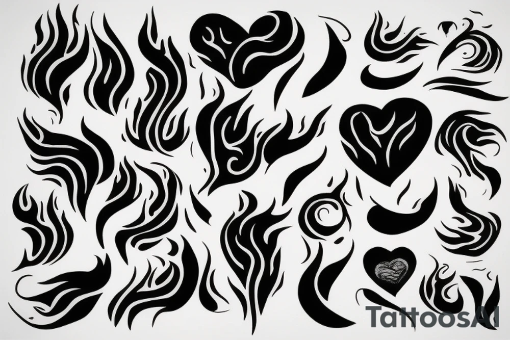 flame with heart tattoo idea