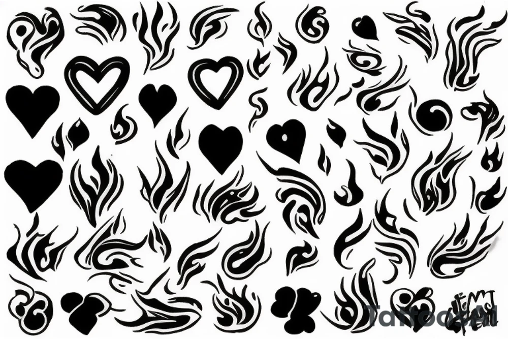 flame with heart tattoo idea