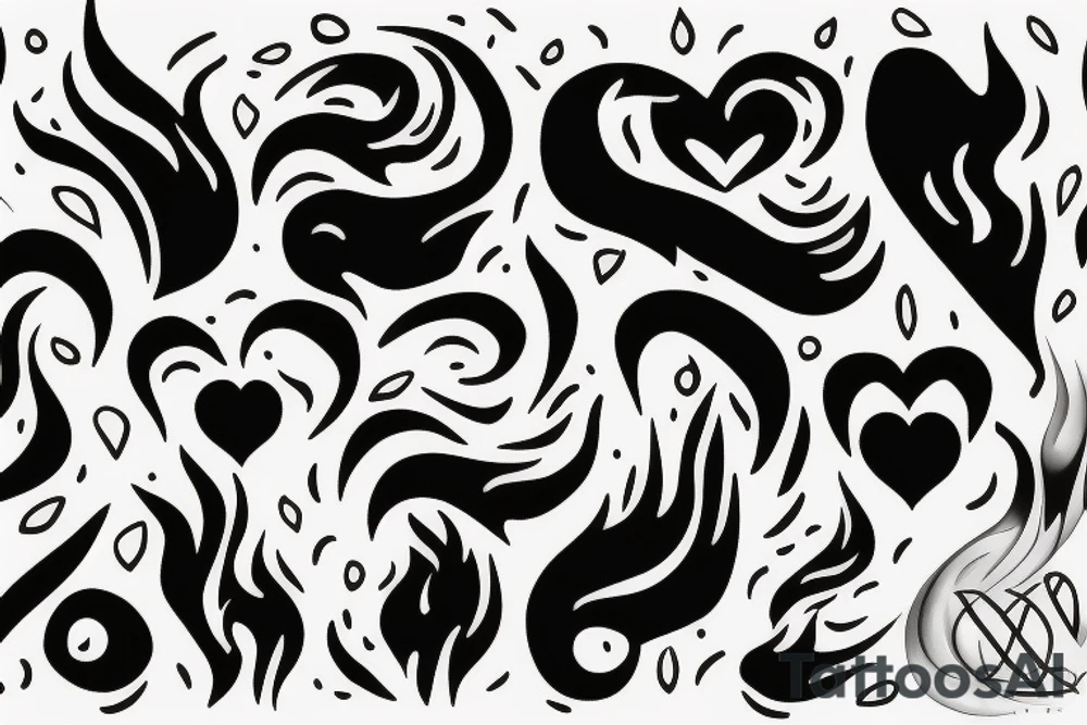 flame with heart tattoo idea