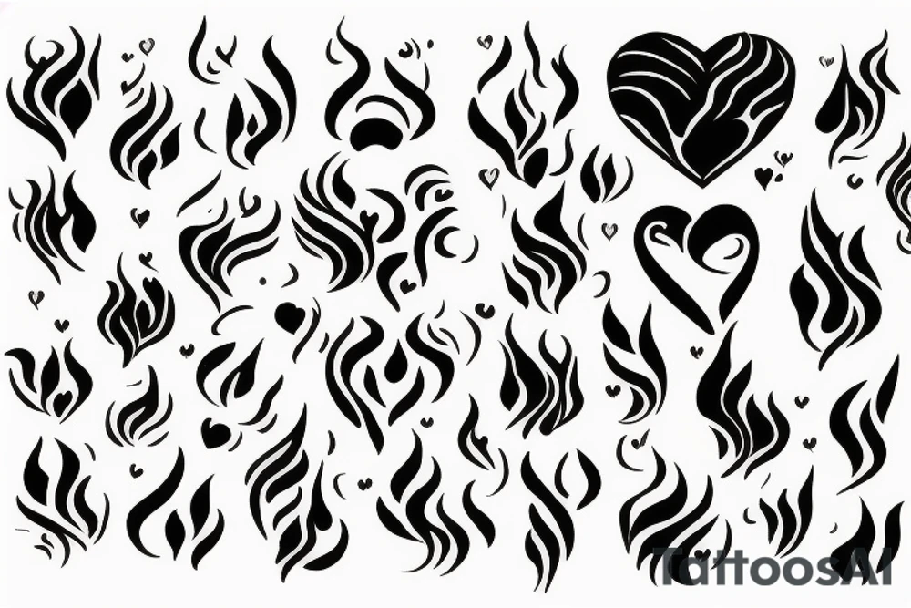 flame with heart tattoo idea