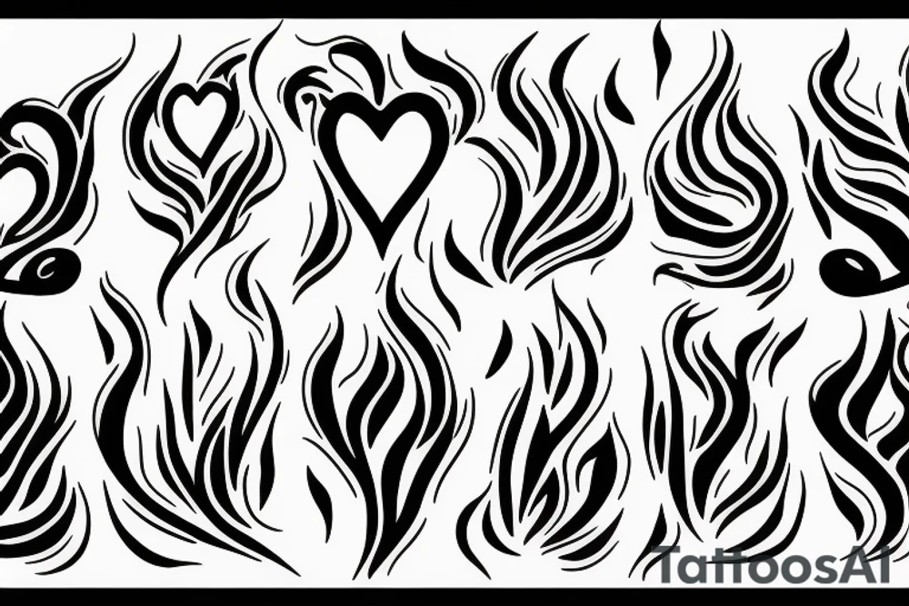 flame with heart tattoo idea