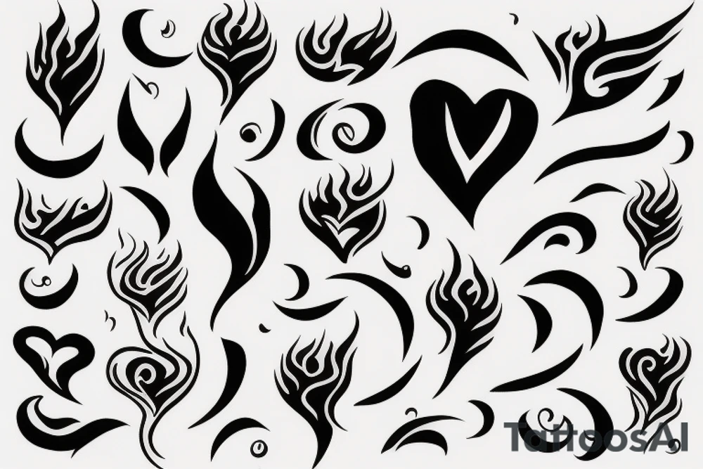 flame with heart tattoo idea