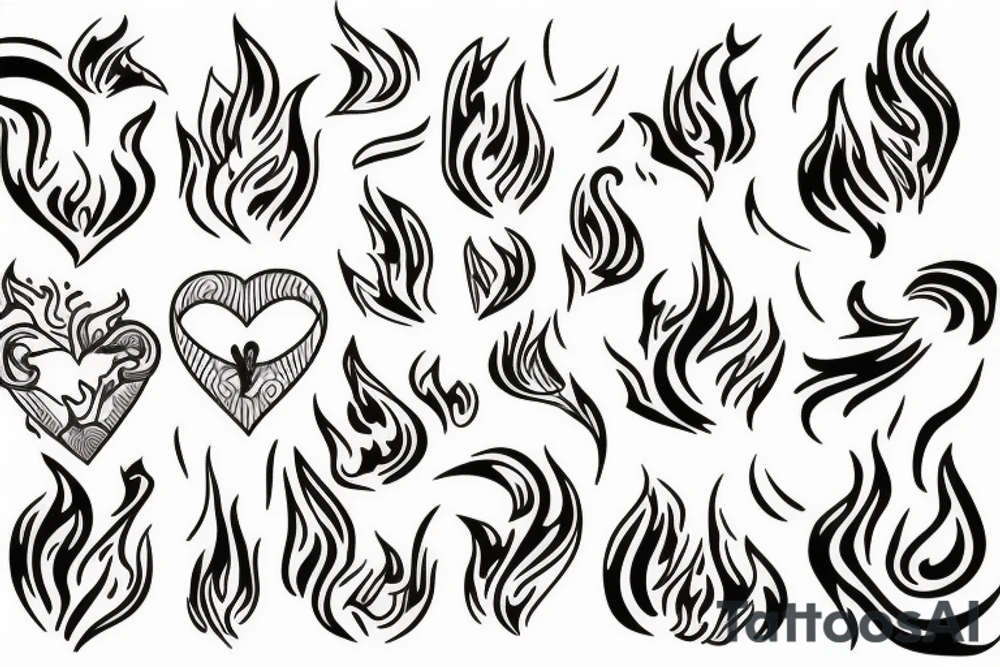flame with heart tattoo idea
