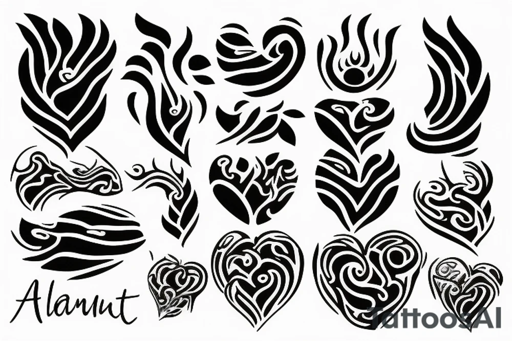 flame with heart tattoo idea