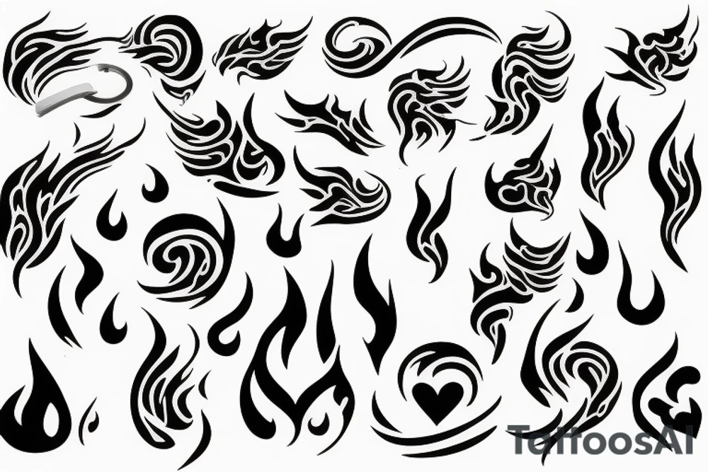 flame with heart tattoo idea