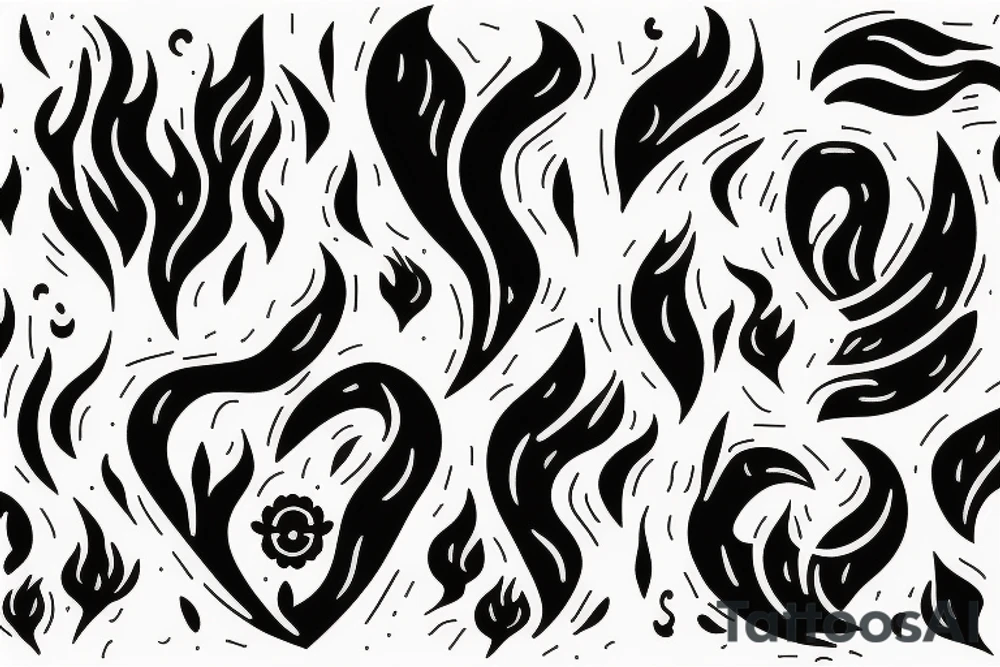 flame with heart tattoo idea