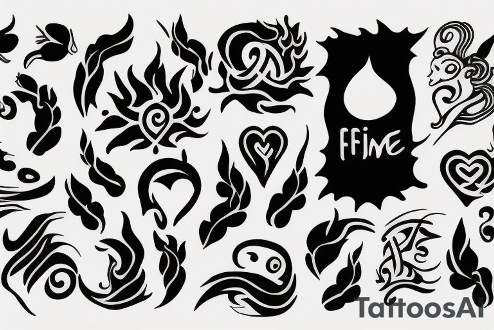 flame with heart tattoo idea