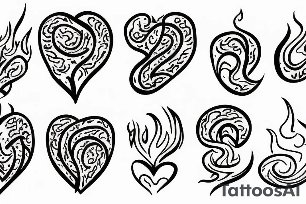 flame with heart tattoo idea
