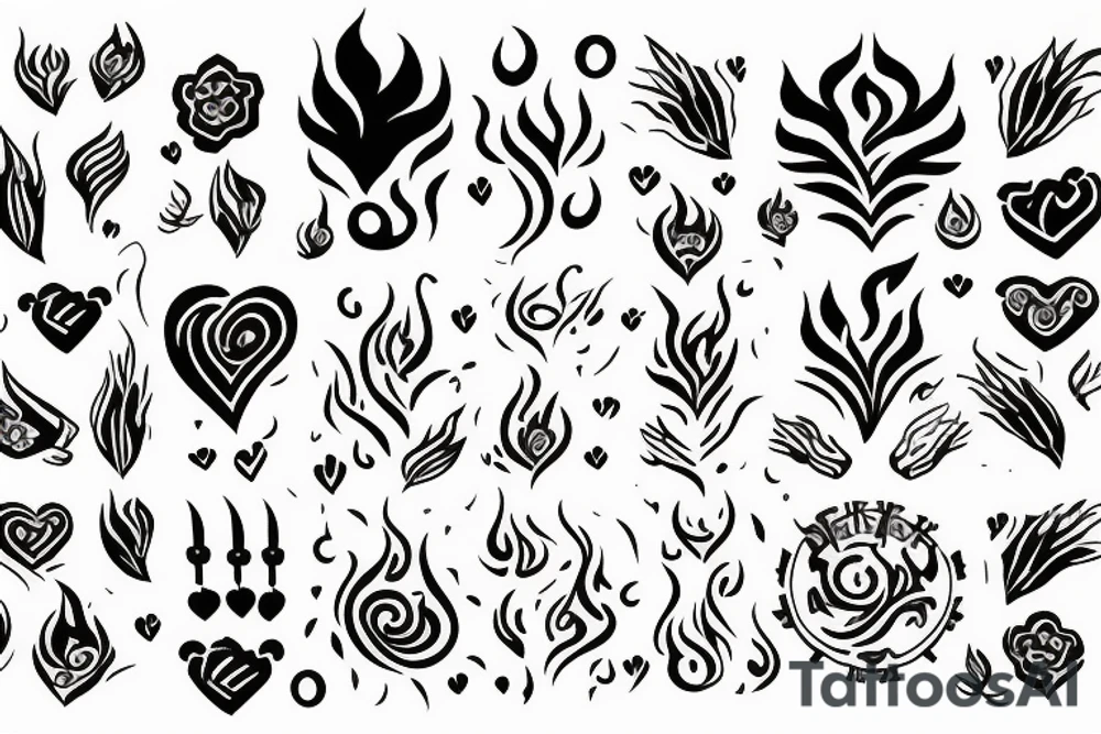 flame with heart tattoo idea