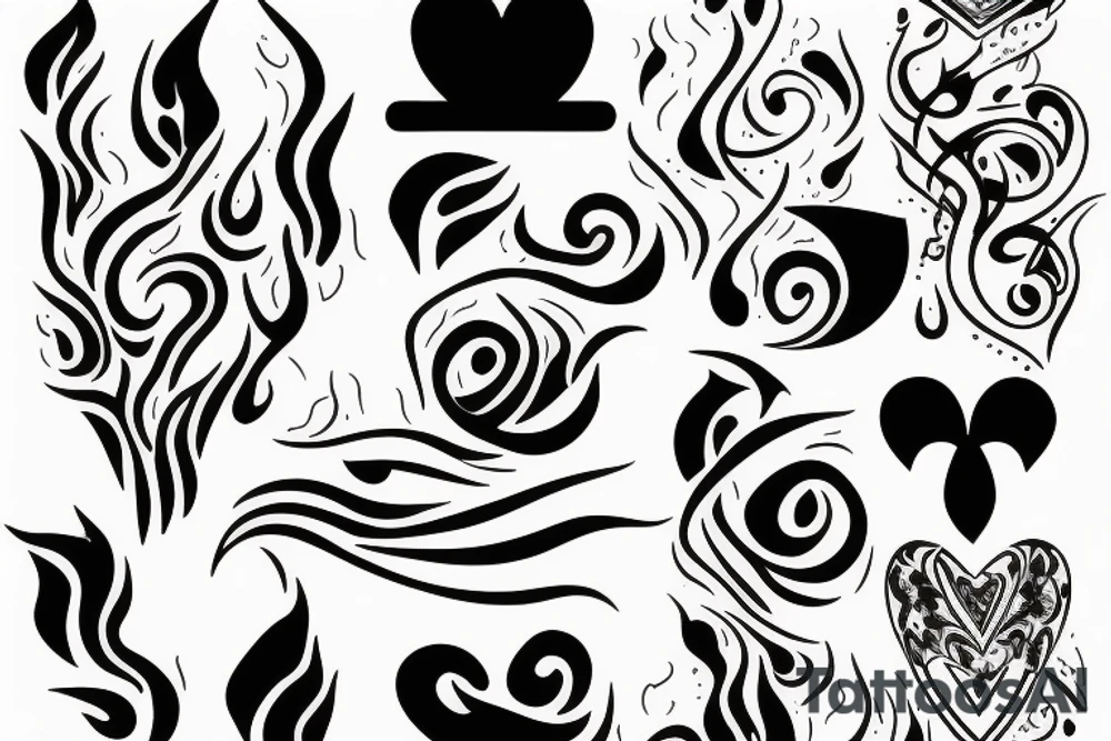 flame with heart tattoo idea